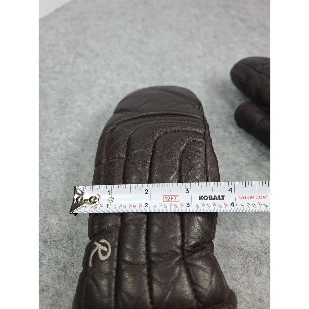 Vintage Roffe Brown Leather Ski Mittens Japan Quilted Padded Ladies Small